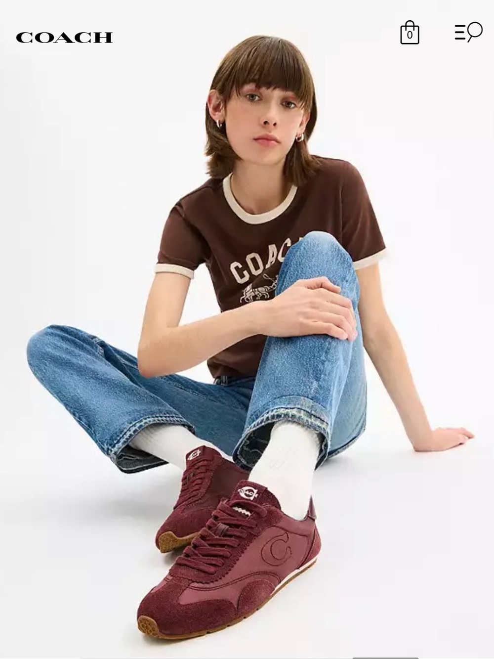 COACH Suede Flat Sneaker in Merlot